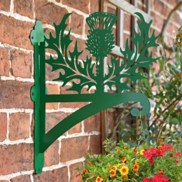 Green "Thistle" Garden Hanging Basket Bracket On Brick Wall