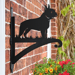 "Boston Terrier" Dog Garden Hanging Basket Bracket On Brick Wall