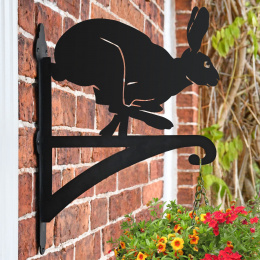 "Running Hare" Garden Hanging Basket Bracket On Brick Wall