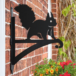 "Red Squirrel" Garden Hanging Basket Bracket On Brick Wall
