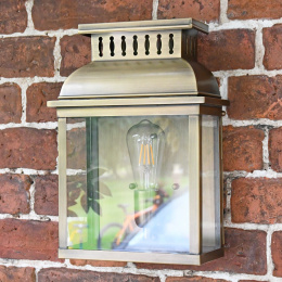 Period Antique Brass Half Wall Lantern