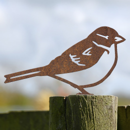 House Sparrow Garden Sheet Steel Fence Topper In Rustic