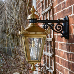 Close-up of the Antique Brass Finish on the Victorian Hanging Wall Lantern