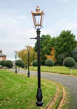 Victorian Garden Lamp Post With A Copper Lantern Top