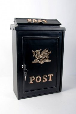 Polished brass welsh dragon post box