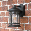 Bronze Flush Wall Lantern With Seeded Glass