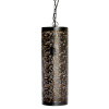 Black and Gold Moroccan Jali Etched Cylinder Hanging Pendant Light