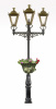 Triple Headed lamp post with flower basket