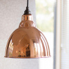 Hammered Copper Bowl-Shaped Hanging Pendant Light