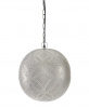 Silver Moroccan Etched Ball Hanging Pendant Light