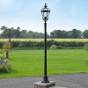 Cast Aluminium Garden Lamp Post Lantern Set With Bevelled Glass